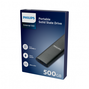 Philips External SSD 500GB, USB3.2, black