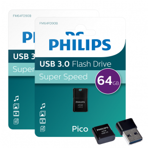 Philips USB flash drive Pico Edition 64GB, USB3.0, 2-Pack