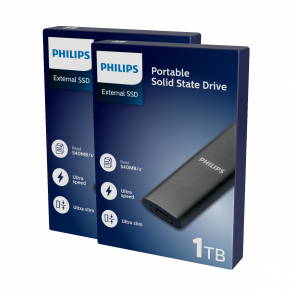 Philips External SSD 1TB, USB3.2, black, 2-pack