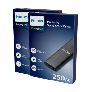 Philips External SSD 250GB, USB3.2, black, 2-pack